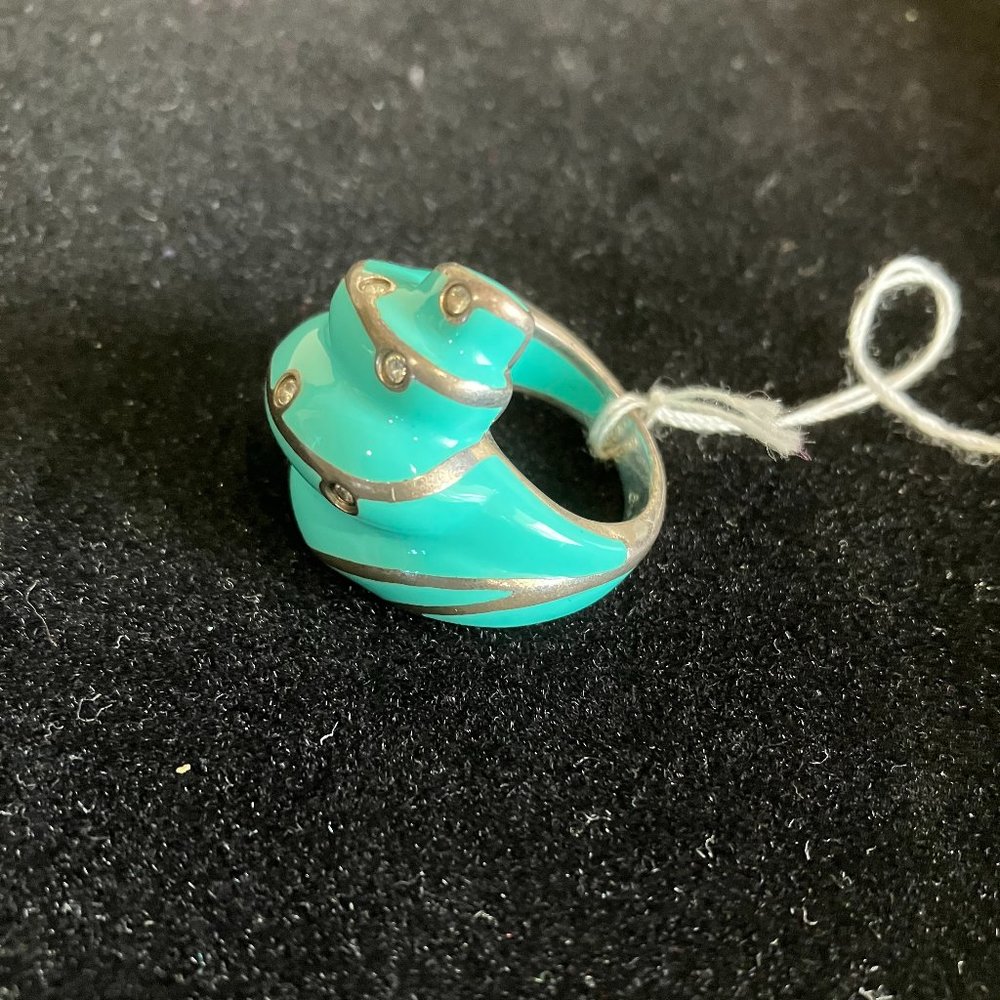 Turquoise Enamal Shell Ring - Picture 5 of 5